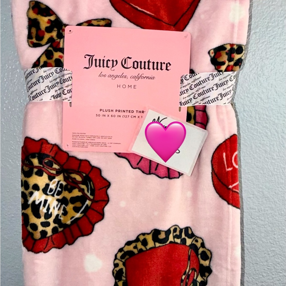 Juicy Couture Valentines Leopard Heart Pink Throw
